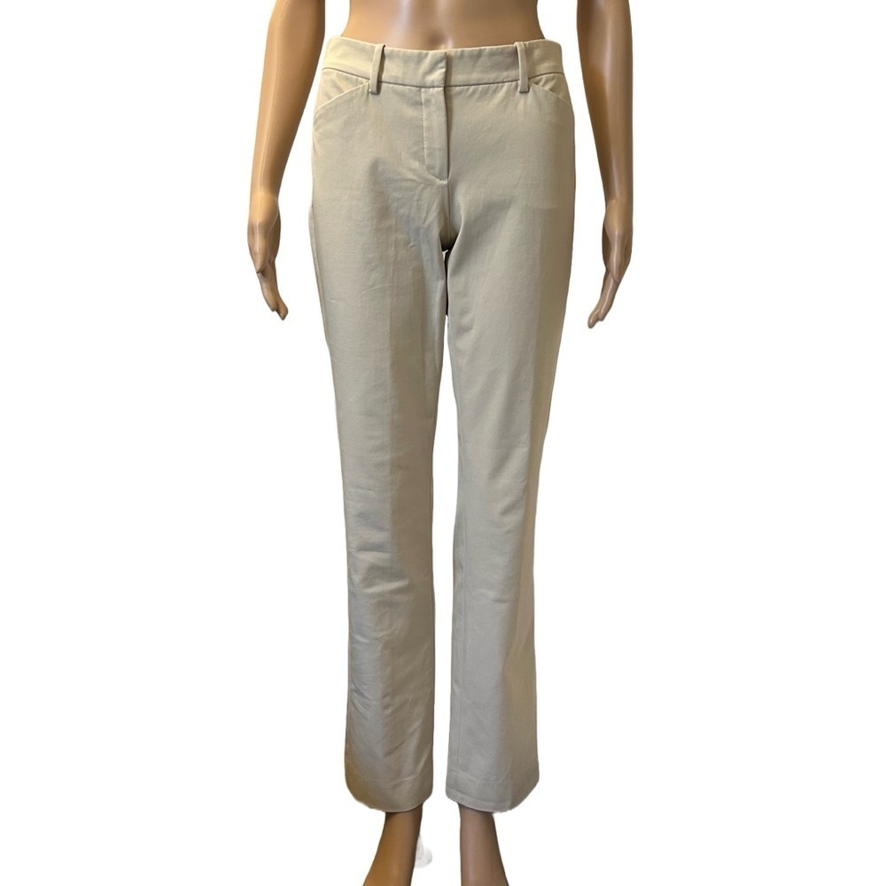 Theory Womens Izelle Chino Pants Size 4 Beige 30" inseam Stretch Made in USA EUC